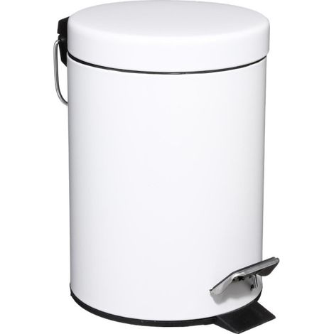 Five Simply Smart – Poubelle de salle de bain métal 3L – D. 17 x H. 24 cm – Système à pédale – Seau amovible pour nettoyage facile (1/4)