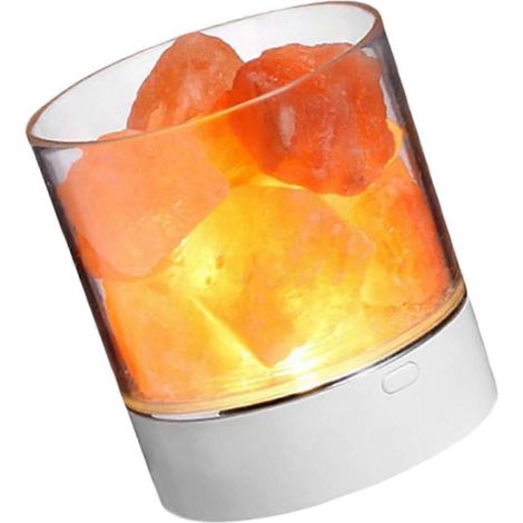 Natursalzsteinlampe - 1 Stück Nachtlicht fürs Schlafzimmer, weiße Acryl-Tischlampe zur Dekoration und Entspannung zu Hause