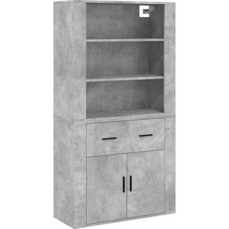 Aparador buffet cómoda mueble mueble de almacenamiento organizador cocina salón salón madera de alta ingeniería gris 020034728