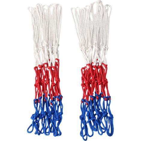 2 Pièces de Filets de Basketball, Filet panier basket exterieur Épais et Durables, filet de basketball à 12 boucles, Filet Basket en Nylon tricolores Rechange Filet Basket Exterieur Intérieur (1/5)