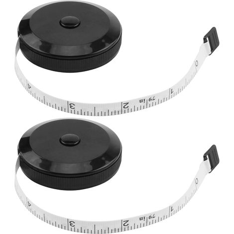 Lot de 2 mètres rétractables pour corps, mini ruban de mesure, mètre souple rétractable avec bouton, convient pour la couture, la taille et la hauteur, 2 m (1/5)