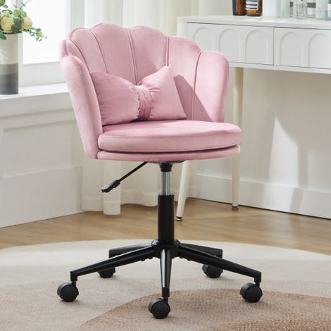 Design moderno: sedia da toeletta, sedia da ufficio, schienale a forma di petalo, cuscino lombare a forma di farfalla, altezza regolabile, seduta morbida. Adatta per soggiorno, camera da letto, uffici (1/5)