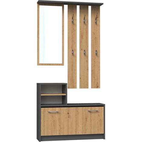 VITTORIA - Armario recibidor - Colgador de pared + espejo + zapatero - 180x85x24 - Armario recibidor (1/5)