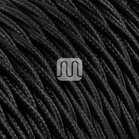 Cable eléctrico trenzado recubierto de tela multicolor – Bobina de 50 mt 3 x 0,75) negro (1/3)