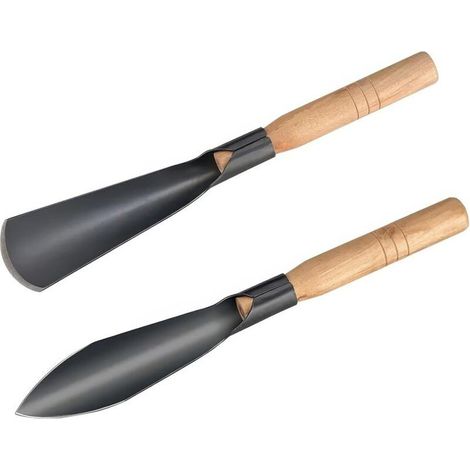 Truelle de jardin 2 pièces – Petites pelles à main robustes, outils de jardin en acier au manganèse durable avec poignée en bois pour creuser, planter, désherber, transplanter et ameublir le sol (1/5)
