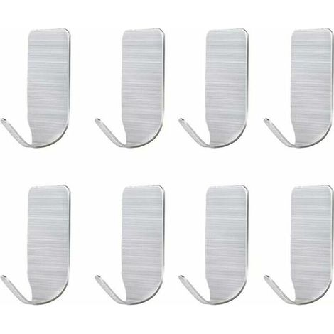 Selbstklebende Wandhaken, 8 selbstklebende Handtuchhaken ohne Bohren, Haken aus Edelstahl, zur Verwendung (1/4)