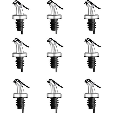 9 boquillas dosificadoras con tapón para botellas de alcohol，boquillas dosificadoras para aceite de oliva con tapón de goma，dispensador de vino (1/5)