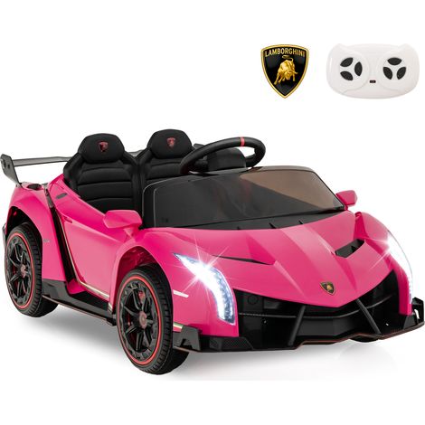 12V Lamborghini Voiture Electrique Enfants avec Télécommande 2,4G Véhicule Electrique avec Lumières LED & Musique Charge 30kg pour 3-8 Ans Rose CW3408 Maison Chic (1/2)