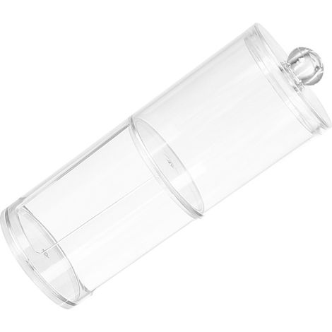 Boîte ronde double couche 2 en 1 pour cotons-tiges, boîte de rangement pour disques démaquillants, boîte de rangement transparente de bureau pour bijoux et cotons-tiges (1/5)