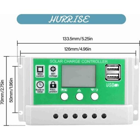 HURRISE Panneaux solaires Kit De Panneau Solaire Monocristallin 20W 12V 100A Vert jouets flotteur Contrôleur Contrôleur vert 50A (1/5)