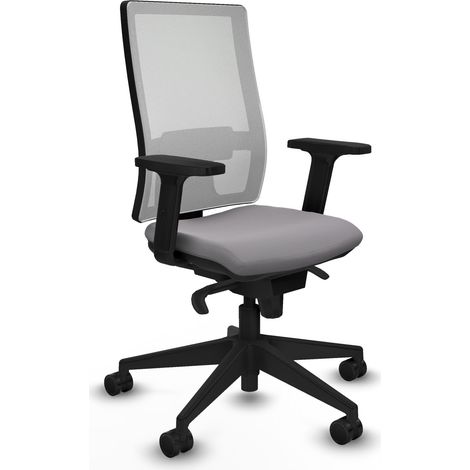 Synchro Ottomane weiß Mesh grau Kunstleder grau Arme 2D Pyramide Basis 65mm Nylon Räder