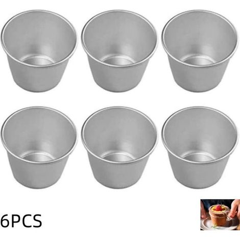 6 teiliges Puddingform Set Karamellpuddingform Aluminium Backform Muffinform Cupcake Form Antihaft Souffléform für Muffins, Cupcakes, Puddings, K (1/5)