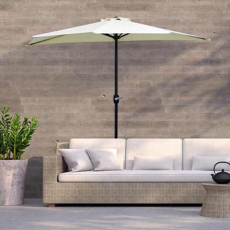 Demi parasol Ø 2.6 m. parasol de balcon 5 entretoises acier polyester beige
