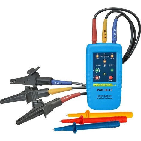 Indicatore di direzione del motore e del campo rotante con 3 LED (120-400V CAT III) con accessori (batteria non inclusa)