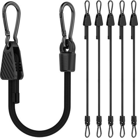 Spanngummi mit Karabiner 6er Set, verstellbar 18-45cm, schwarz (1/5)