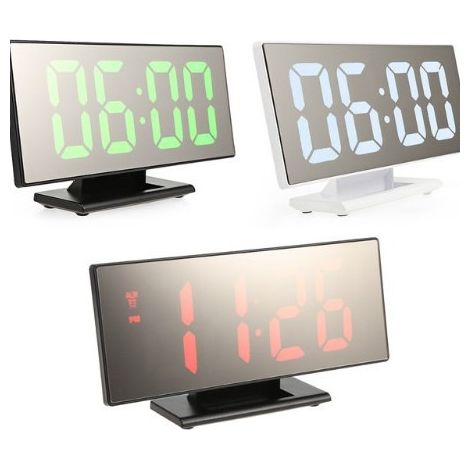 Réveil numérique LED à affichage rouge - horloge de chevet noir avec cadran électronique lumineux (1/2)