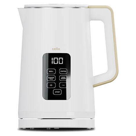 Cello Electric Digital Kettle with Temperature Control, 3000W Rapid Boil, LED Display, 1.7 Litre, White (1/4)