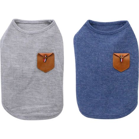 Lot de 2 t-shirts en maille gaufre pour chiens et chats vêtements confortables pour petits animaux de compagnie pull léger respirant pour chiot (1/5)