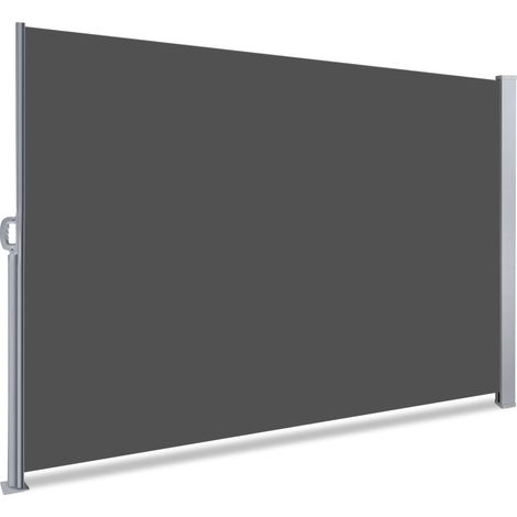 VOUNOT 1.6 x 3 m Side Awning Retractable, Privacy Screen for Patio, Garden, Balcony, Terrace, Grey