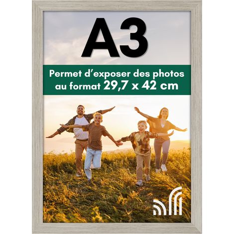 Cadre Photo A3 Bois Flotté - Cadre A3 en MDF avec Verre Incassable Poli et Matériel de Suspension Intégré - Format Horizontal et Vertical pour Mur (1/5)