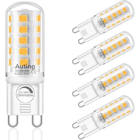 G9 LED-Lampe, warmweiß, dimmbar, 2700 K, 220–240 V AC, 4 W, Ersatz für 40-W-G9-Halogenlampen, 400 lm warmweiß, für die Innen- und Außenbeleuchtung (1/5)