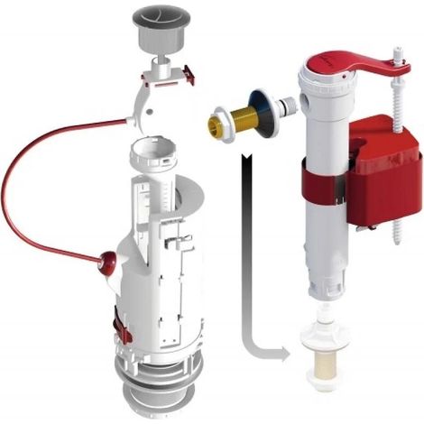 Kabelgebundener Spülkastenmechanismus DUAL 6 DUBOURGEL 3/6L + SX Wasserhahn - 702316
