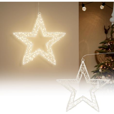 ECD Germany LED-Weihnachtsstern 50cm mit 1440 warmweißen LEDs und Timer, Innen/Außen, IP44 Wasserdicht, Leuchtstern aus Metall, LED Drahtstern zum Aufhängen für Weihnachten, Weihnachtsdeko Fensterdeko (1/5)