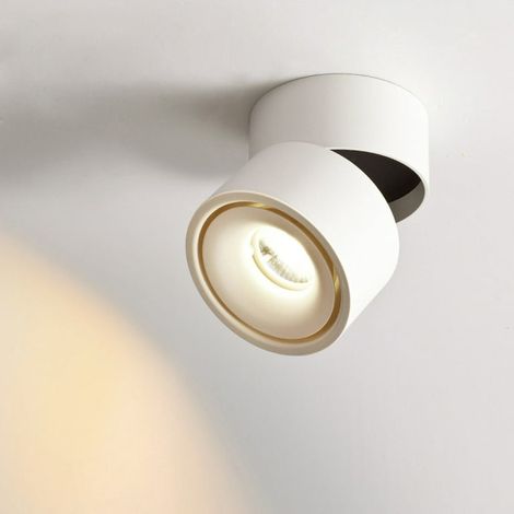 Spot LED encastrable 5W orientable 360°, panneau COB 10x10cm, aluminium blanc 3000K, découpeur électronique, éclairage de surface (1/5)