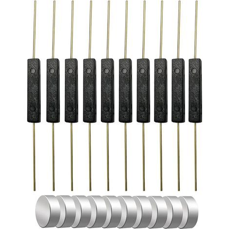 Lot de 10interrupteurs à lames en plastique Contact à lames, Aimant proche – Circuit de connexion, Aimant éloigné – Circuit de coupure, Interrupteur à induction magnétique avec10pcs aimant (1/5)