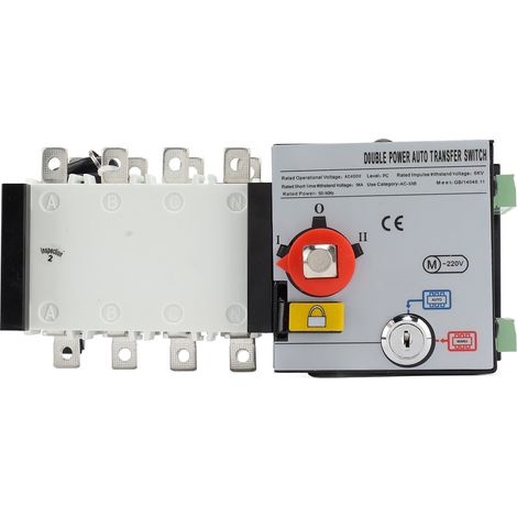 Interrupteur de transfert automatique NLQ4-125/4P 125A 400V AC, type PC isolé, double alimentation pour groupe électrogène, deux entrées une sortie (lot avec SKU: GS08032) (1/5)