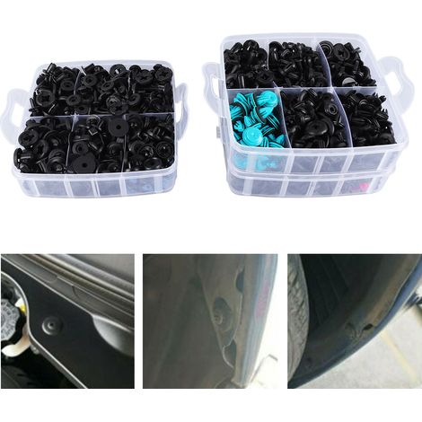 (Exclusivité Mexique) 635 pièces de clips de pare-chocs de voiture à trois couches, clips à vis, rivets d'aile, ensemble mixte (HE160-635pcs + 4 pièces orange + tournevis de 6 pouces + 5 attaches de c (1/5)