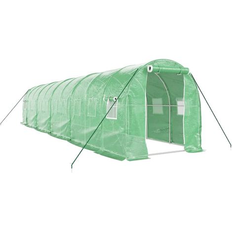 Serre avec cadre en acier vert 20 m² 10x2x2 m