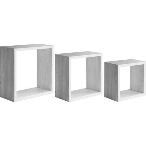Set 3 cubi mensole parete rovere bianco scaffale salotto soggiorno camera Incubo (1/4)