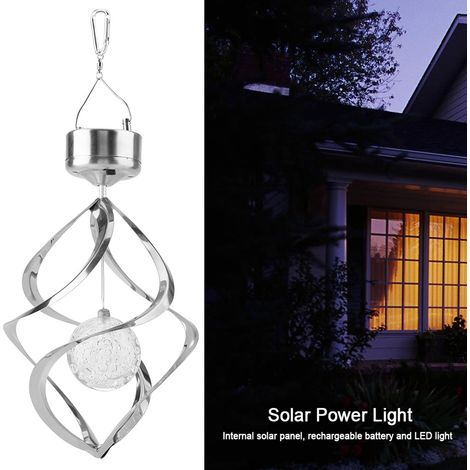 Solarbetriebene LED-Windspiel-Lampe, farbenfrohe Hängeleuchte für die Dekoration von Haus und Garten (1/5)