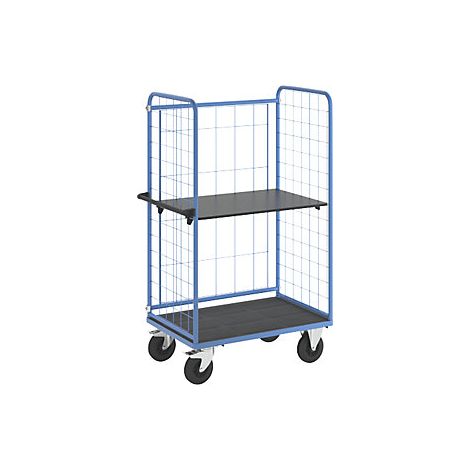 eurokraft pro  Carrello a ripiani  sponde grigliate su tre lati