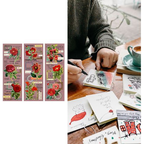 „Schöner Tag“-Sticker – Florales Schreibwarenset – Traumserie – Weiße Tinte – Goldfolie – Schmetterling – Pflanze – Tagebuchdekoration – 3 Bögen (1/5)