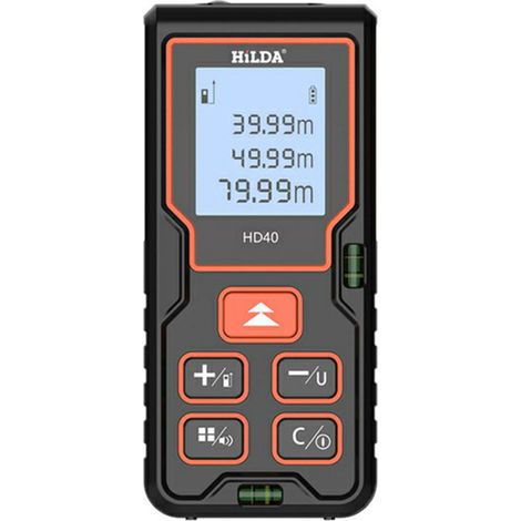 Detector de distancia láser: mide hasta 40 m, multimodo con pantalla LCD y precisión de ±2 mm.
