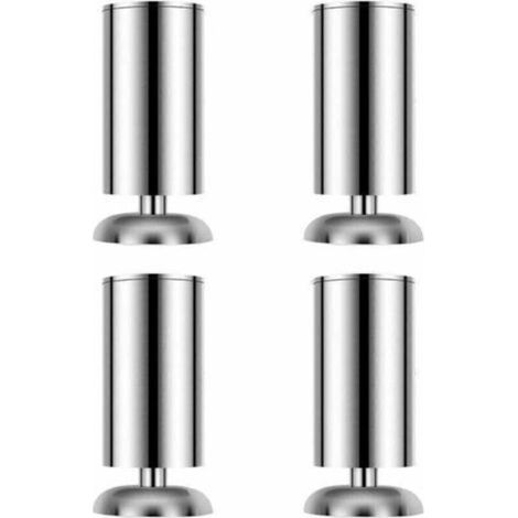4X 50 x 80mm Furniture Feet, Stainless Steel Kitchen Cabinet Wardrobe Feet Round Feet - Rubber Mat - Safe and Silent (1/4)
