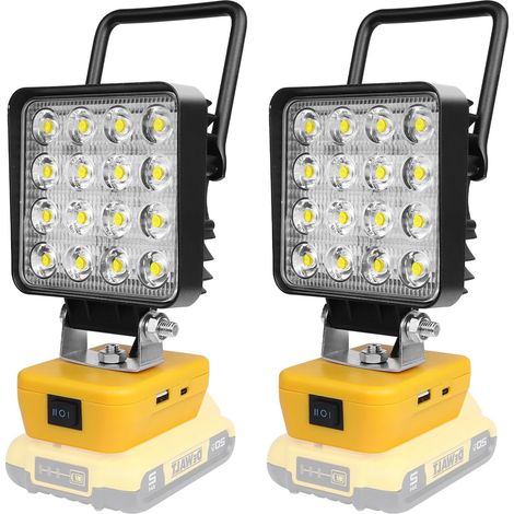Projecteur de Chantier pour Batterie,2x 48W Projecteur LED Rechargeable,4800LM Lampes de Travail Portable Pour l'atelier, Camping, Réparations Automobiles, Chantier (Sans Batterie) (1/5)