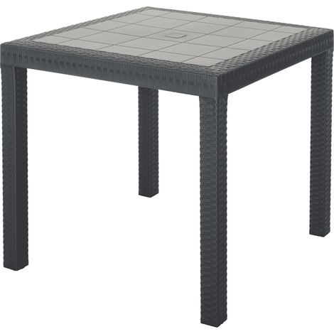 Tavolo per bar e giardino in resina effetto rattan 80 x 80 centimetri color antracite