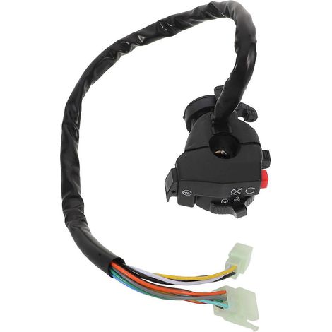 Ensemble de commutateurs universels à 5 fonctions pour guidon gauche, compatibles avec les quads, motos et VTT de 110 à 250 cm3 : commande de démarrage et d'arrêt du moteur. (1/5)