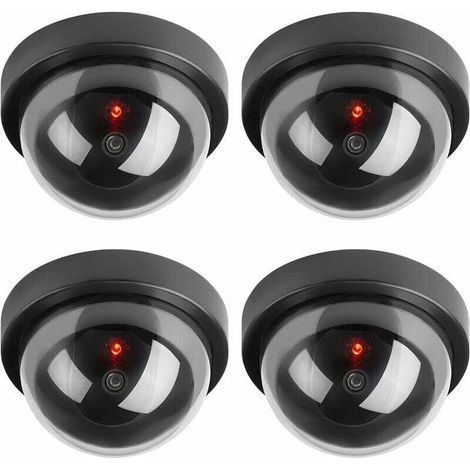 Caméras factices, Fausse de Sécurité Caméra Dôme CCTV avec LED Clignotant Lumière pour Les Entreprises Magasins Accueil, Usage Intérieur Extérieur (4 Pack) (1/4)