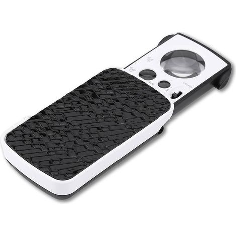 BRICOOMARKET Loupe, loupe portable 30x/60x/90x avec loupe éclairée par lumière LED pour bijoux, pierres précieuses, timbres, pièces de monnaie, montres et plus (noir) (1/5)