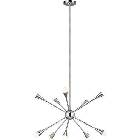 Lampadario Industrial Jax Acciaio Nichel Lucido 10 Luci G9 3 Ledw 3000K 3200Lm (1/5)