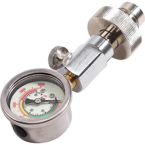 Testeur de pression pour bouteilles de plongée DIN 232/300 bar avec manomètre 400 bar/6000 psi (1/5)