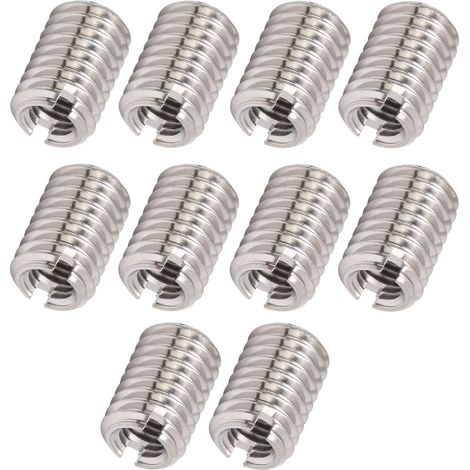 10 Pièces écrou de Réparation de Filetage Accessoire de Fixation en Acier Inoxydable M5 X 0.8mm M8 X 1.25mm 12mm écrou Réducteur Kit D'insertion de Réparation écrous D'encastrement (1/5)