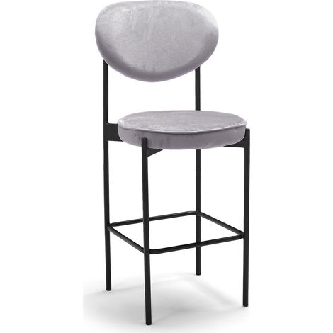 LIER - Coppia di 2 sgabelli alti di design in velluto grigio