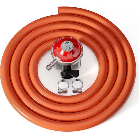 Wiltec Riduttore di pressione gas propano da 37 bar, tubo da 1,5 m, per bombole gas UK