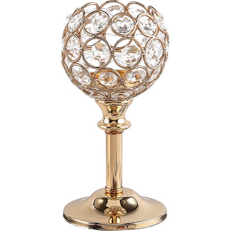 Bougeoire décoratif Cristal Métal Doré Petit Modèle Élégant pour Mariage Hôtel Maison Dîner aux Chandelles Ornement de Table (1/5)