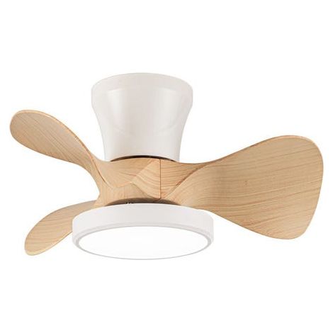 Ventilateur de plafond avec lumière moteur DC silencieux blanc+hêtre 55 cm couleur de lumière réglable (1/4)